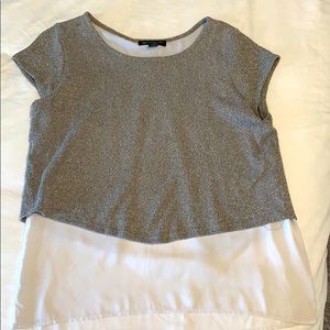 INC International Concepts Silver and White Layered Top